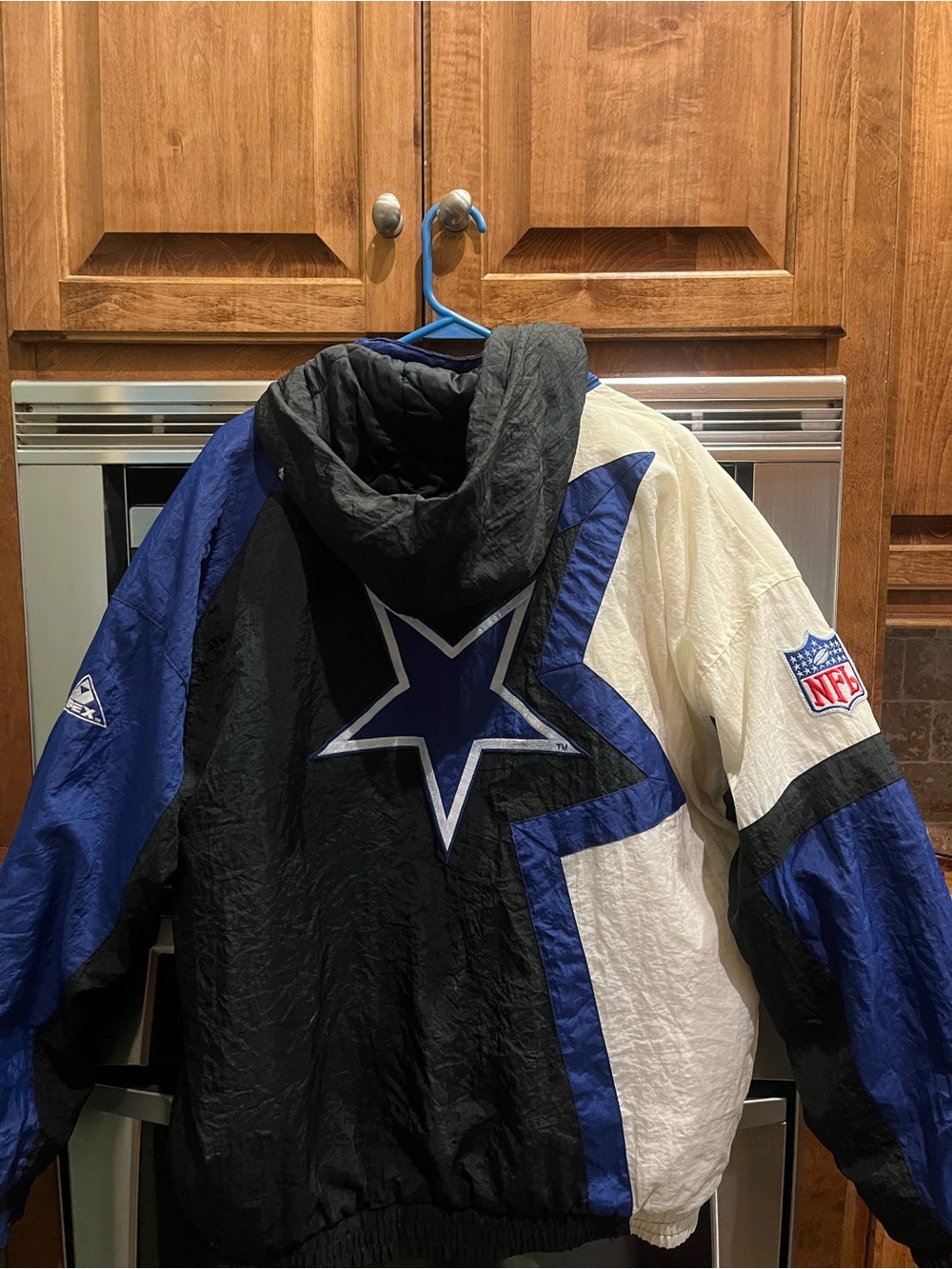 Apex Pro Line Vintage Men Blue White Colorblock Hooded Jacket